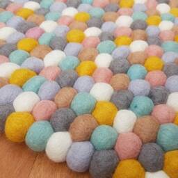 Handmade Wool Felt Ball Rug Colorful Play Mat - 20-250 cm - thumbnail 2