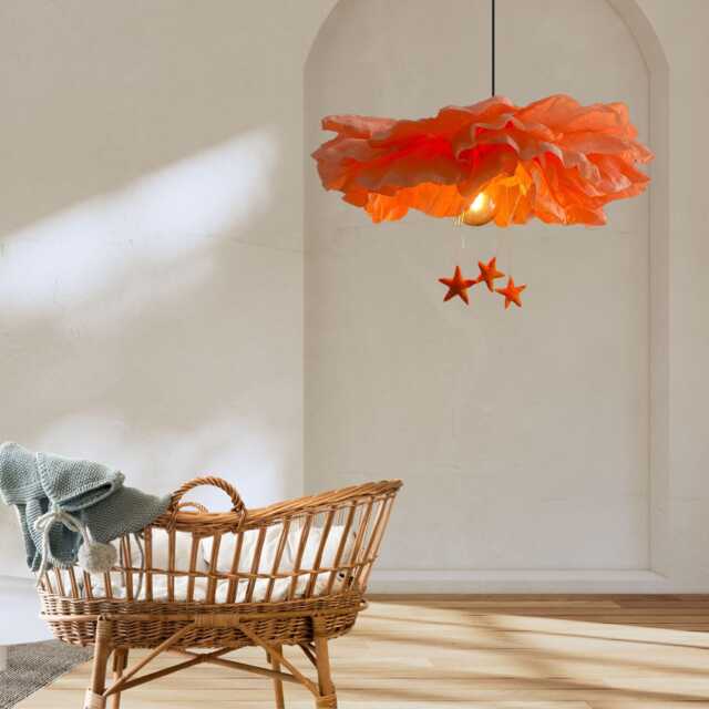 Crepe Paper Lotus Flower Lamp Handmade Nursery Chandelier - image 1