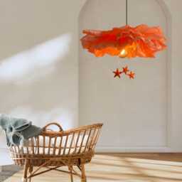 Crepe Paper Lotus Flower Lamp Handmade Nursery Chandelier