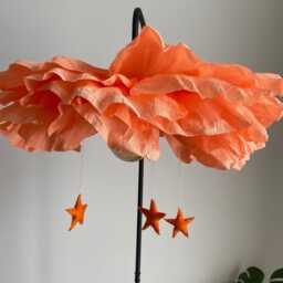 Crepe Paper Lotus Flower Lamp Handmade Nursery Chandelier - thumbnail 3