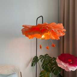 Crepe Paper Lotus Flower Lamp Handmade Nursery Chandelier - thumbnail 2