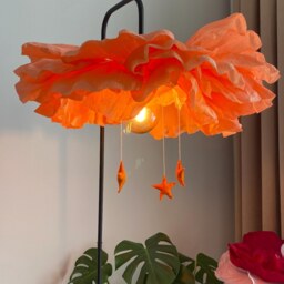 Crepe Paper Lotus Flower Lamp Handmade Nursery Chandelier - thumbnail 4