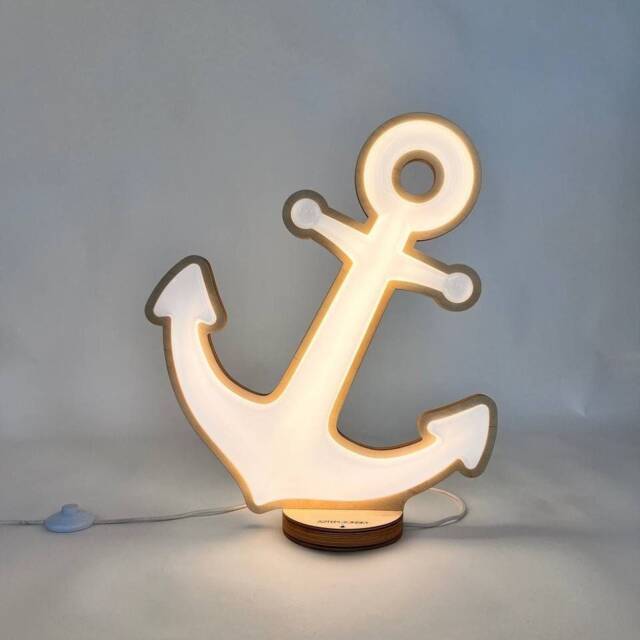 Sea Anchor Floor Lamp Nautical Led Light, Birch Plywood - image 1