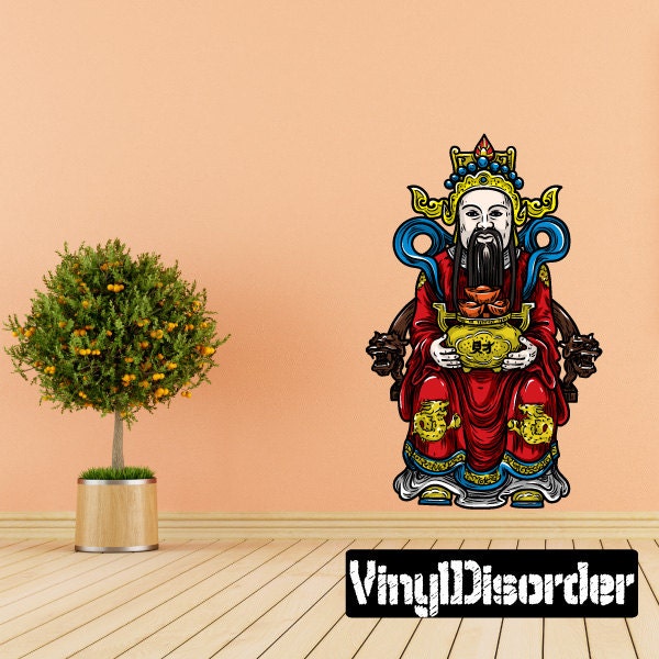 Chinese God Scroll Wall Decal - Fabric Vinyl Removable & Reusable Chinesegoduscolor006Et