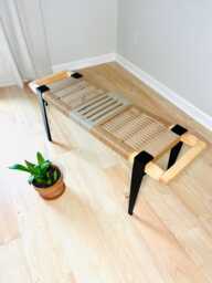Hand-Woven Entryway Bench Mcm Style End Of Bed & Mudroom Seating - Custom-Made, Multiple Sizes - thumbnail 1