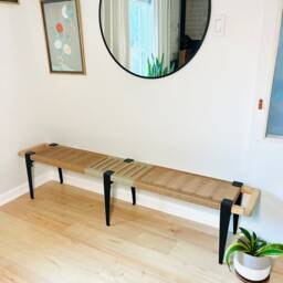 Hand-Woven Entryway Bench Mcm Style End Of Bed & Mudroom Seating - Custom-Made, Multiple Sizes - thumbnail 3