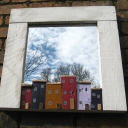 Hand-Painted Driftwood Cottage Mirror, Whitewashed Frame, Made in Wales - thumbnail 2