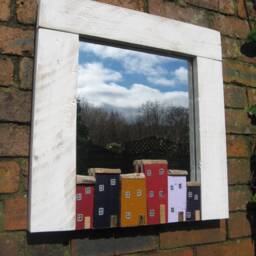 Hand-Painted Driftwood Cottage Mirror, Whitewashed Frame, Made in Wales - thumbnail 3