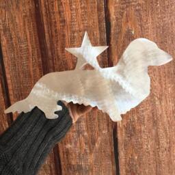 Long Haired Dachshund, Star, Weiner Dog, Dog Christmas Tree Topper, Wreath Decoration, Wall Art, Yard Stake, Pet Memorial, Aluminum, Metal - thumbnail 3