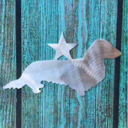 Long Haired Dachshund, Star, Weiner Dog, Dog Christmas Tree Topper, Wreath Decoration, Wall Art, Yard Stake, Pet Memorial, Aluminum, Metal - thumbnail 1