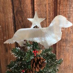 Long Haired Dachshund, Star, Weiner Dog, Dog Christmas Tree Topper, Wreath Decoration, Wall Art, Yard Stake, Pet Memorial, Aluminum, Metal - thumbnail 2