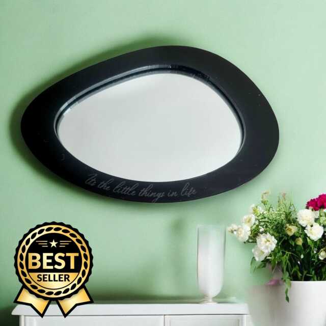 Pebble Shaped Acrylic Mirror With Colored Frame & Hooks - image 1