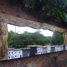 Driftwood Mirror, Nautical Design With Hand-Painted Houses, 4 Ft - thumbnail 4