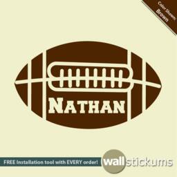 Personalized Football Wall Decal, Kids Room Decor - thumbnail 1