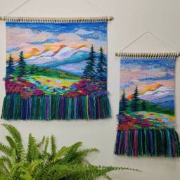 Woven Wall Hanging - Wall Decor Weaving Mountain Macrame Woven Art Weave Handmade Tapestry Fiber - thumbnail 2