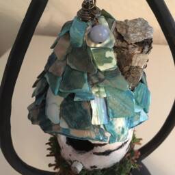 Birch Blue Roof Spirit - Angel House. Mixed Media By Tazz. Created To Let Your Angels Know They Are Welcome.genuine Angelite Bead Included - thumbnail 4