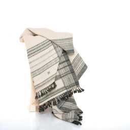 White Indian Wool Throw Blanket, Handwoven Sofa Coverlet & Neutral Bed Runner - Solitaire - thumbnail 2
