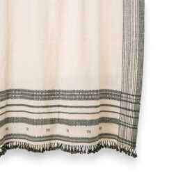 White Indian Wool Throw Blanket, Handwoven Couch Coverlet With Minimalist Bed Accent - Solitaire - thumbnail 2