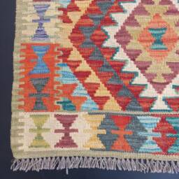 Runner Rug Aztecis, Handmade Artisan Afghan Turkish Aztec Natural Wool Kilim 197x69 cm - thumbnail 4