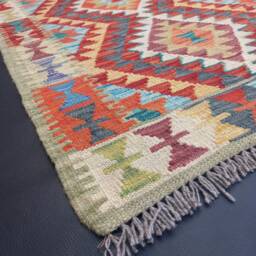 Runner Rug Aztecis, Handmade Artisan Afghan Turkish Aztec Natural Wool Kilim 197x69 cm - thumbnail 2