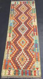 Runner Rug Aztecis, Handmade Artisan Afghan Turkish Aztec Natural Wool Kilim 197x69 cm - thumbnail 1