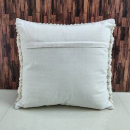 Hand-Loomed Cotton & Wool Throw Pillow Cover Chunky Loops Boho Cushion - 20x20 - thumbnail 4