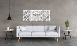 3D Ornament Wood Wall Art Decor, Giovanna, Triptych, Openwork Floral Design, Decorative Wooden Panel, 70 X 168 cm, Ornament - thumbnail 1