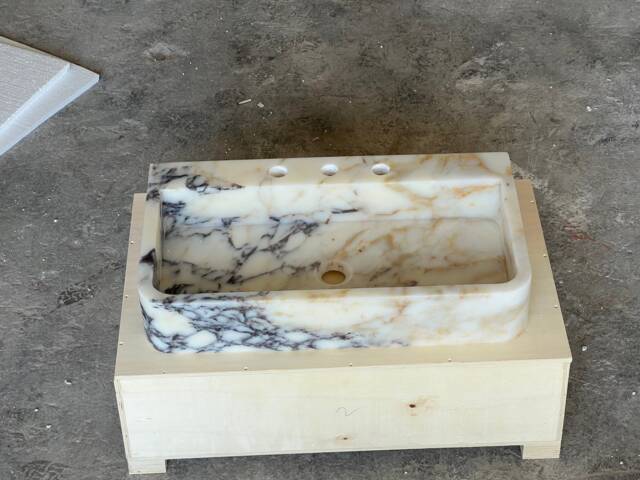 Calacatta Viola Marble Sink, Sink For Bathroom, Luxury , Wall Mount Natural Stone, Vanity - image 1