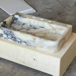 Calacatta Viola Marble Sink, Sink For Bathroom, Luxury , Wall Mount Natural Stone, Vanity - thumbnail 2