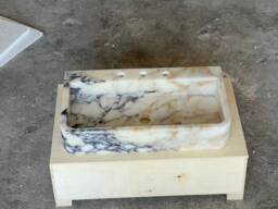 Calacatta Viola Marble Sink, Sink For Bathroom, Luxury , Wall Mount Natural Stone, Vanity - thumbnail 1
