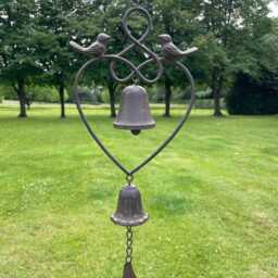 Brown Heart Hanging Windchime Garden Gift Outdoor Bell Bird Decoration Decor - thumbnail 3