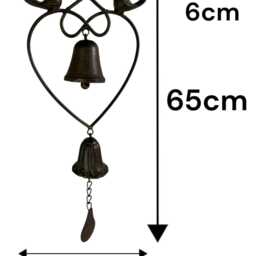 Brown Heart Hanging Windchime Garden Gift Outdoor Bell Bird Decoration Decor - thumbnail 2