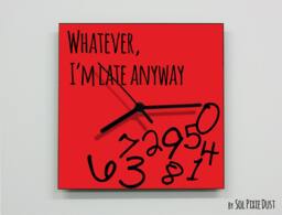 Whatever, I'm Late Anyway/Square Red - Wall Clock - thumbnail 1