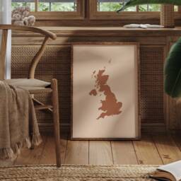 United Kingdom Map Boho Wall Art Print Mid Century UK Travel Poster Great Britain - thumbnail 1