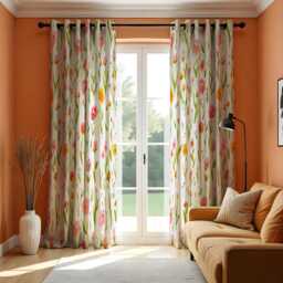 Spring Floral Curtains, Bloom Window Drapes, Custom Size Treatments, Pastel Pink & Yellow Flowers Living Room Decor