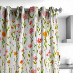 Spring Floral Curtains, Bloom Window Drapes, Custom Size Treatments, Pastel Pink & Yellow Flowers Living Room Decor - thumbnail 2