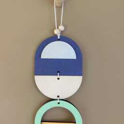 Gold & Purple Wall Art - Geometric Hanging Modern Bauhaus Decor - thumbnail 3