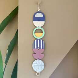 Gold & Purple Wall Art - Geometric Hanging Modern Bauhaus Decor - thumbnail 1
