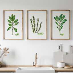 Set Of 3 Herb Prints - Farmhouse Botanical Kitchen Wall Art - thumbnail 1