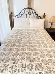 Extra Large Authentic Mudcloth Throw Blanket Handwoven African Textile - thumbnail 1