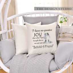 Friendship Pillow Cover Farmhouse Chic Throw With Words - thumbnail 2