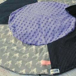 Travel Baby Play Mat - Grey Deer Purple Playmat Girl Shower Gift Tummy Time New Sensory Toddler Rug - thumbnail 2