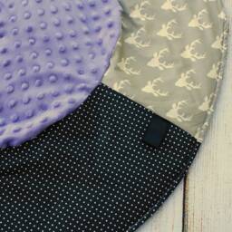 Travel Baby Play Mat - Grey Deer Purple Playmat Girl Shower Gift Tummy Time New Sensory Toddler Rug - thumbnail 3