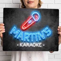 Personalised Karaoke Sign - Custom Neon Style Party Decor Home Bar Music Wall Art in A5, A4, A3 - thumbnail 2