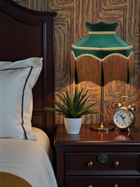 Handmade Dark Green Fabric Lampshade Antique Gold Fringe, Braid, Downton Abbey Style - image 1