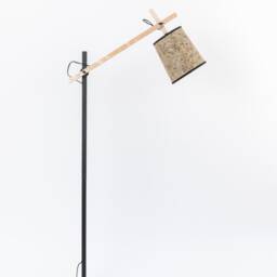Natural Reading Lamp, Floor Lamp Handmade Hay Lampshade Reading Made Of Wood & Metal With Swivel Almut By Wildheim - thumbnail 3