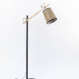 Natural Reading Lamp, Floor Lamp Handmade Hay Lampshade Reading Made Of Wood & Metal With Swivel Almut By Wildheim - thumbnail 2