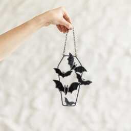 Bats Stained Glass Suncatcher Gothic Decor - ??offin Window Hanging Halloween Art Witchy Home House Wall Horror Gift Dark Academia - thumbnail 2