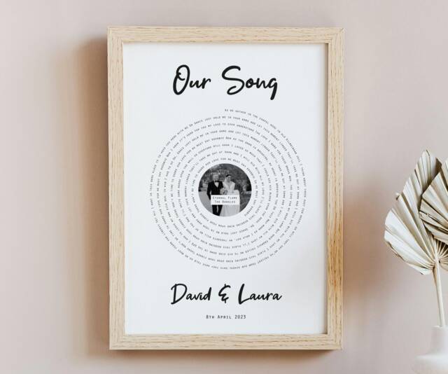 Personalised Anniversary Gift, Song Lyric Print, Gift For Him Or Her, Wedding Custom Print - image 1