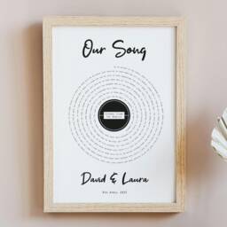 Personalised Anniversary Gift, Song Lyric Print, Gift For Him Or Her, Wedding Custom Print - thumbnail 3